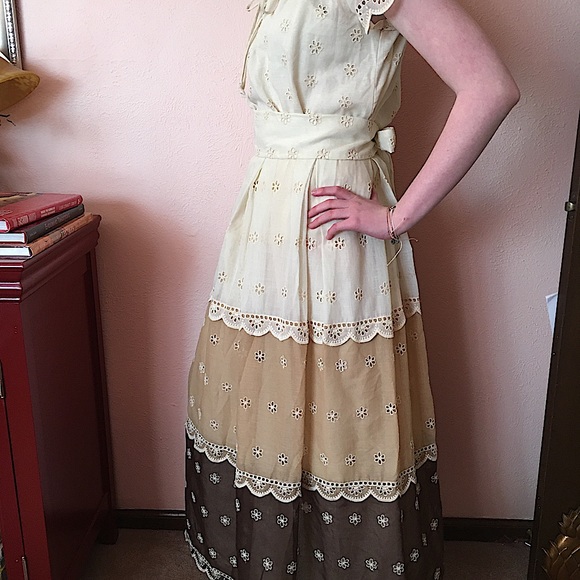 Vintage Dresses & Skirts - Vintage 1960 Peasant Cottage Maxi Dress